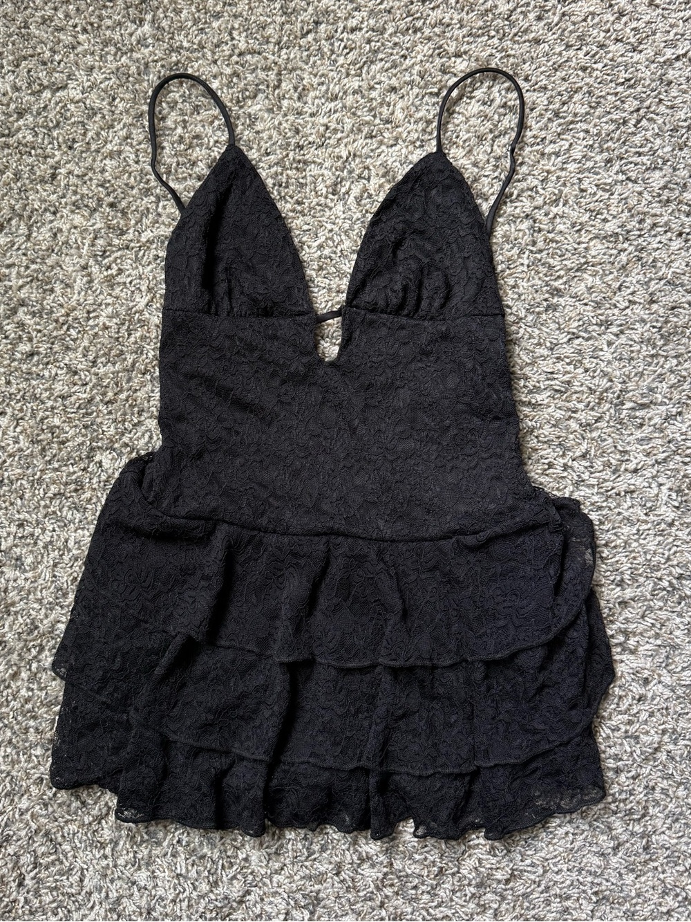NWT windsor Black Lace Ruffle Mini romper